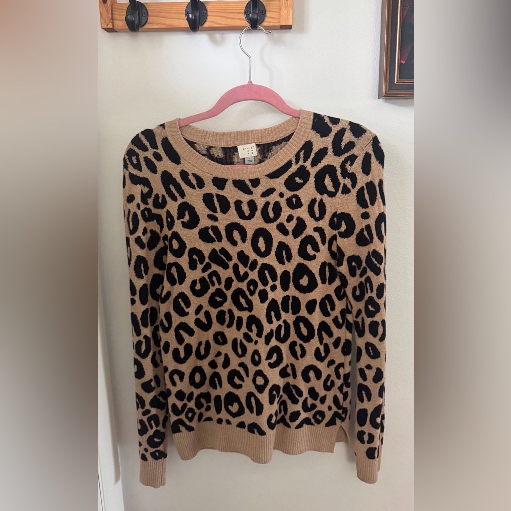 A New Day Leopard Print Crewneck Sweater - Brown & Black